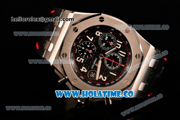Audemars Piguet Royal Oak Offshore 2014 New Clone AP Calibre 3126 Automatic Steel Case with Black Dial Black Leather Strap and White Arabic Numeral Markers (JF) - Click Image to Close